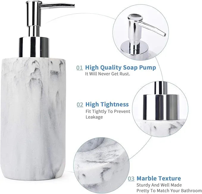 L'ARL GMVOI Bathroom Accessories Set,4 Pieces Marble Bathroom Vanity Countertop Accessory Set with Bathroom Toothbrush Holder Set,Soap Dispenser,Tumbler,Soap Dish for Bathroom Home Decor - ModernBath