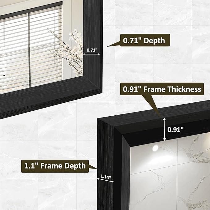 WEER 60X36 Inch Black Bathroom Mirror, Rectangular Framed Mirror for Bathroom, Matte Black Wall Mounted Large Vanity Mirror, Farmhouse Mirror, Tempered Glass, Anti-Rust, Horizontal or Vertical - ModernBath