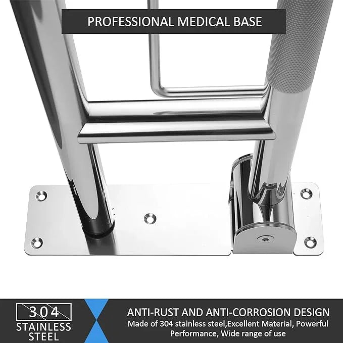 Handicap Grab Bar, 23.6 Inch Stainless Steel Toilet Safety Rails, Disabled Flip-Up Bathroom Grab Bars with Paper Holder, Anti-Slip Toilet Handrails Hand Grips Handicap Grab Bars for Elderly - ModernBath