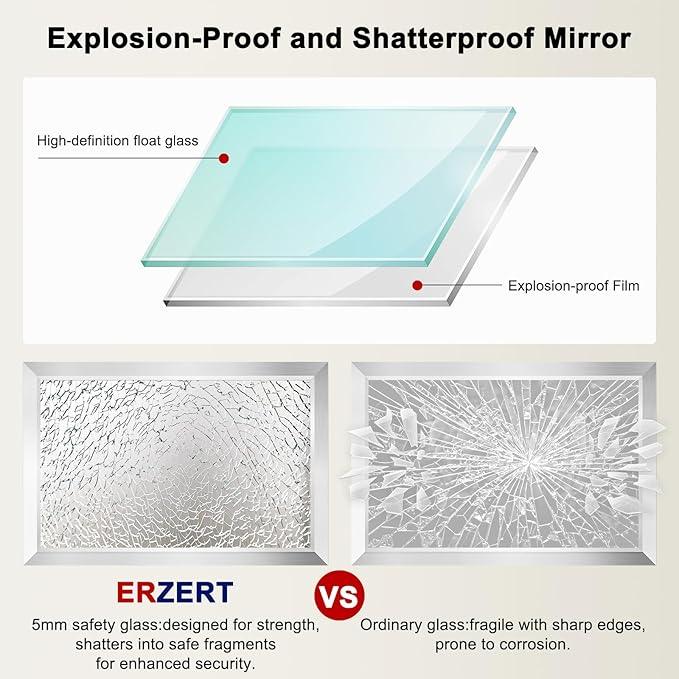 Bathroom Mirror for Over Sink,22x30Inch Silver Thick Anti-Rust Metal Frame, Rectangle Decorative Wall Mirror with HD Tempered Glass, Horizontal or Vertical Mount for Vanity, Bathroom,Living Room - ModernBath
