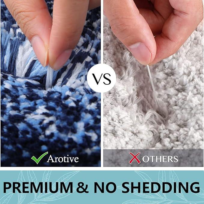 Arotive Microfiber Bathroom Rugs, Shaggy Soft and Absorbent Bath Rug, Non-Slip, Thick Plush Machine Washable Dry Bath Mats for Bathroom, Tub and Shower, 47x24, Blue, Rectangular - ModernBath