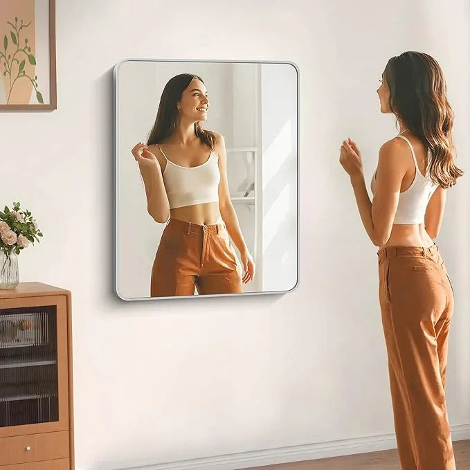 DESBING 30" x 36"Bathroom Mirror, Silver Wall Mirror with Metal Frame, Decorative Rectangular Vanity Mirror for Bedroom Bathroom Living Room Entryway (Horizontal/Vertical) - ModernBath