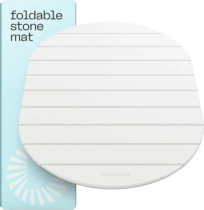 Foldable Stone Bath Mat Large - 24’’ x 15’’ Natural Diatomaceous Earth Bath Mat Stone Absorbing - Fast Drying Stone Mat Bathroom - Large Bath Stone Mat for Bathroom Floor - Milk Color - ModernBath