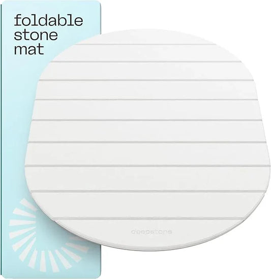 Foldable Stone Bath Mat Large - 24’’ x 15’’ Natural Diatomaceous Earth Bath Mat Stone Absorbing - Fast Drying Stone Mat Bathroom - Large Bath Stone Mat for Bathroom Floor - Milk Color - ModernBath