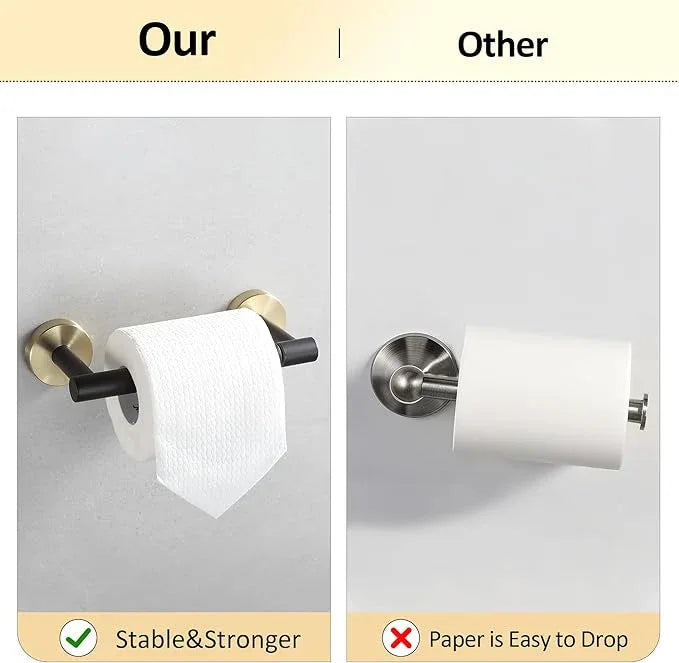 BVL Black and Gold Toilet Paper Holder Wall Mount – 304 Stainless Steel Single Arm Flip-Up Bathroom Tissue Roll Holder, Modern Screw Installation Toilet Paper Dispenser for Home & Commercial use - ModernBath