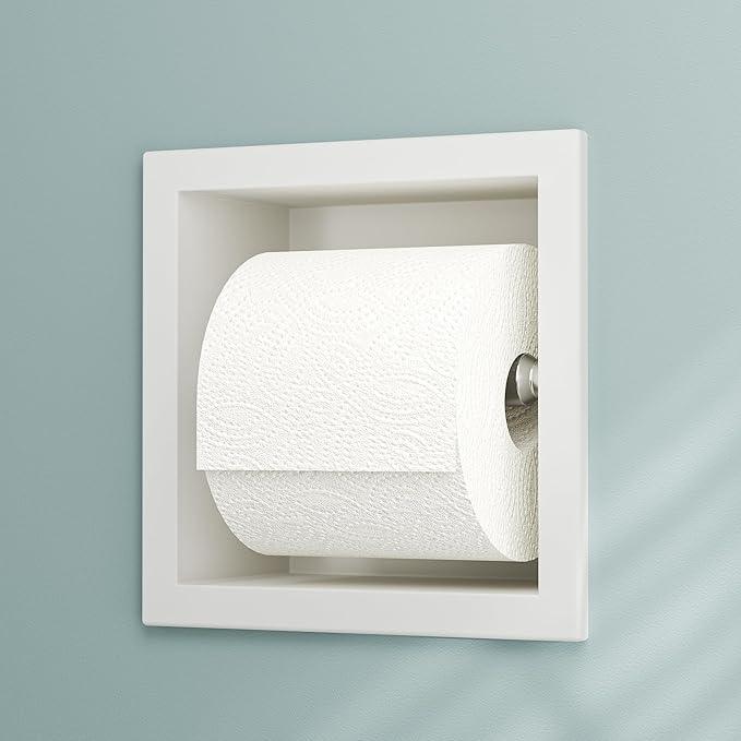 Neodrain Recessed Toilet Paper Holder, White Stainless Steel Built-in Tissue Paper Roll Holder, Roll Paper Holder for Bathroom Wall - ModernBath