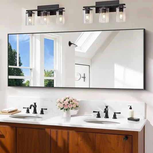 COFENY Black Bathroom Mirror for Wall, 24x60 Inch Rectangle Mirror with Metal Frame, Modern Vanity Mirrors for Bathroom Living Room, Entryway Hangs Horizontal or Vertical - ModernBath