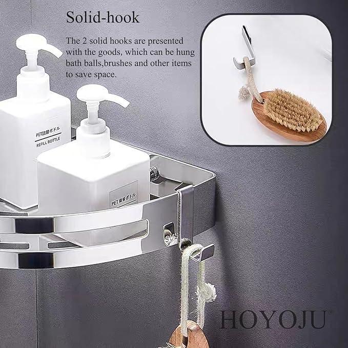 HOYOJU Stainless Steel Bathroom Caddy Storage Organizer Wall Mounted Kitchen Corner Shelf - ModernBath