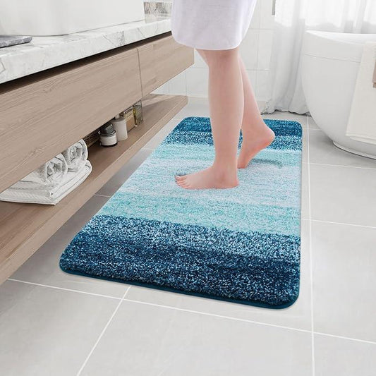 Arotive Microfiber Bathroom Rugs, Shaggy Soft and Absorbent Bath Rug, Non-Slip, Thick Plush Machine Washable Dry Bath Mats for Bathroom, Tub and Shower, 40x24, Peacock Blue, Rectangular - ModernBath