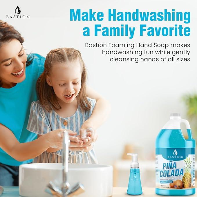 Bastion Foaming Antibacterial Hand Soap: Pina Colada Scented Refill 4 GallonS (512 oz) Bulk Hand Wash - ModernBath