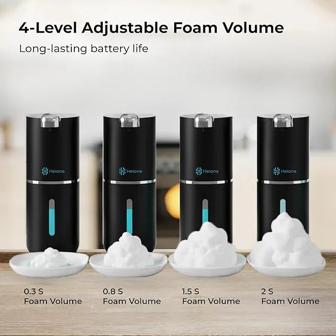 Heione Automatic Touchless Foam Soap Dispenser, Black, 12.8 oz / 380 mL, USB C Rechargeable, Infrared Motion Sensor, Suitable for Bathrooms, Sinks, Kitchen, Wall Mount or Countertop (Black (Foamy)) - ModernBath