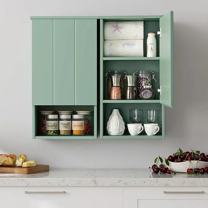 Bathroom Wall Cabinet with Single Door, Soft-Close Hinges, 15x27 inch Wooden Medicine Cabinet for Small Kitchen, Laundry, Entryway, Durable MDF Construction - ModernBath