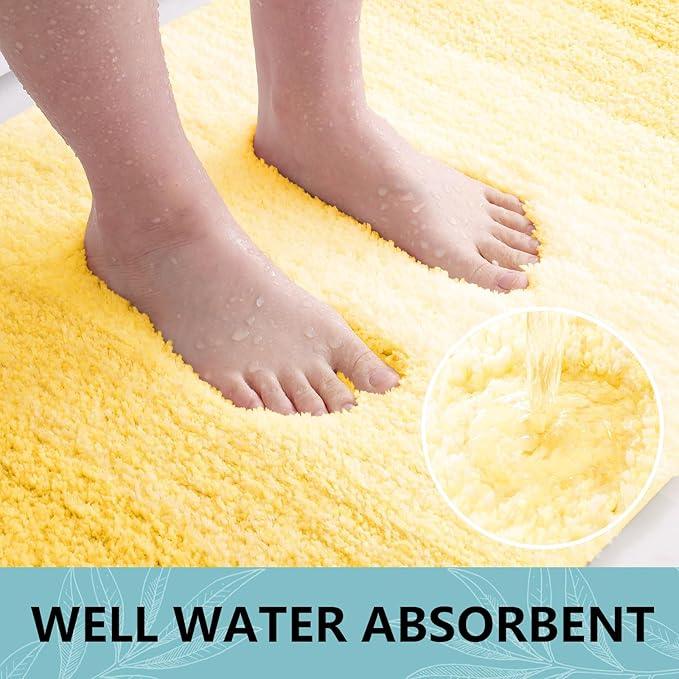 Arotive Microfiber Bathroom Rugs, Shaggy Soft and Absorbent Bath Rug, Non-Slip, Thick Plush Machine Washable Dry Bath Mats for Bathroom, Tub and Shower, 47x24, Yellow, Rectangular - ModernBath