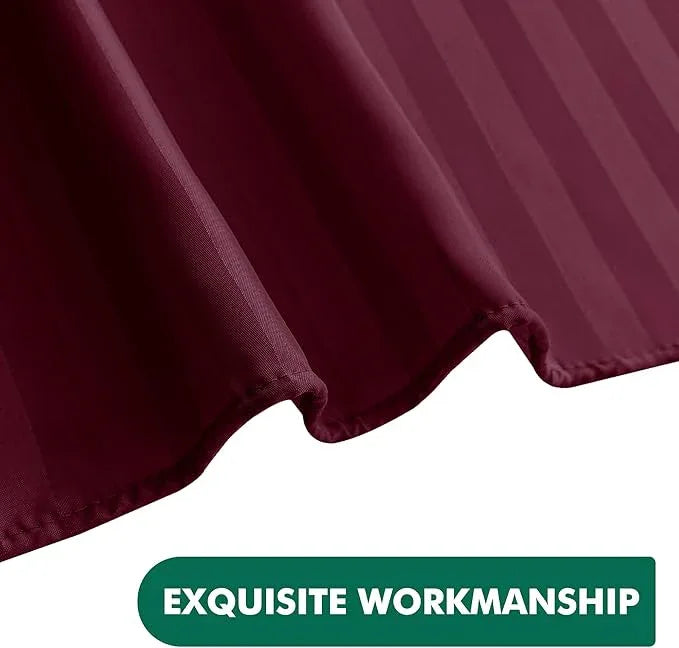 Biscaynebay Fabric Shower Curtain or Liner 72" by 72", Burgundy Water Repellent Damask Stripes Bathroom Curtains Machine Washable - ModernBath