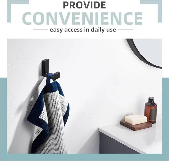 Angle Simple Towel Hook for Bathroom, SUS 304 Stainless Steel Compact Shower Robe Coat Wall Hook, Matte Black - ModernBath