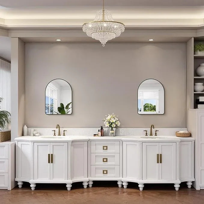 FORBATH Arched Bathroom Mirror 18x24 Inch, Black Bathroom Mirror Wall Mounted Modern Aluminum Alloy Frame Arch Mirror for Bedroom Living Room Entryway, Hanging or Leaning Against Wall - ModernBath