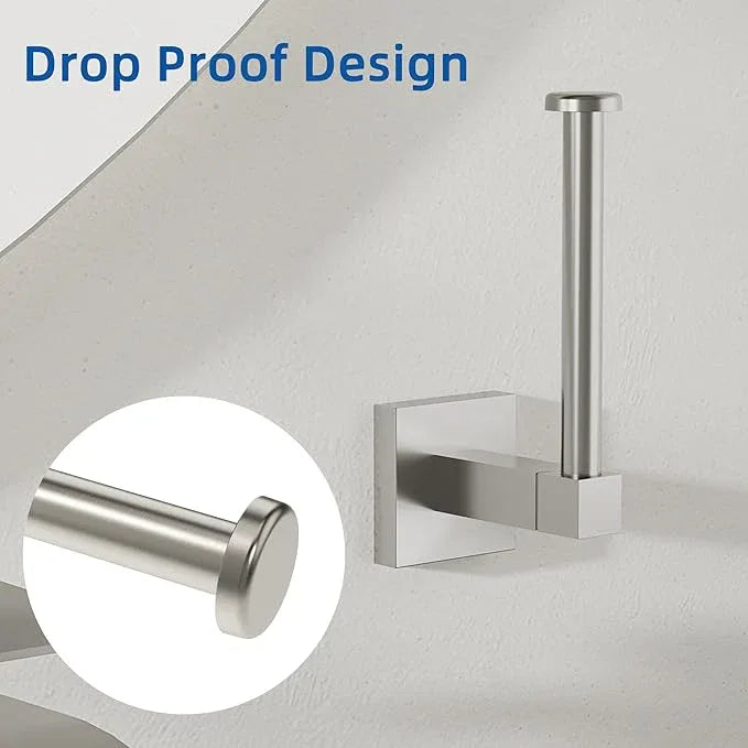 RUACQ Toilet Paper Holder Wall Mount,Square Base Tissue Roll Holder for Bathroom,Toilet Roll Holder Stainless Steel(Brushed Nickel) - ModernBath