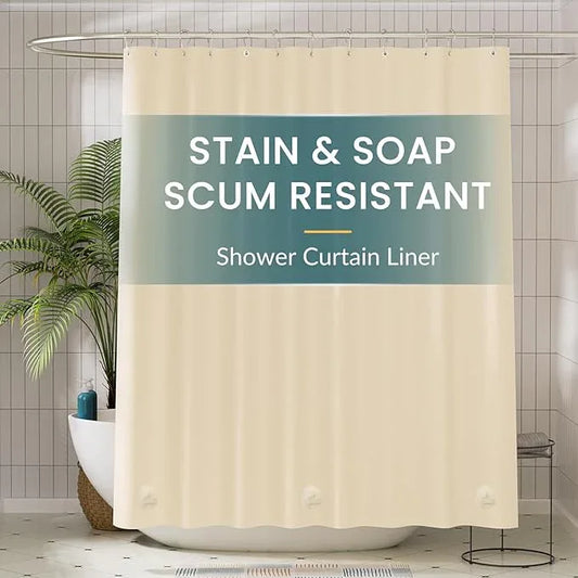 Titanker Plastic Shower Curtain Liner, 72x72 Beige Shower Liner Lightweight PEVA Shower Curtains for Bathroom, Waterproof Shower Liner with Magnets and Rustproof Grommets - ModernBath