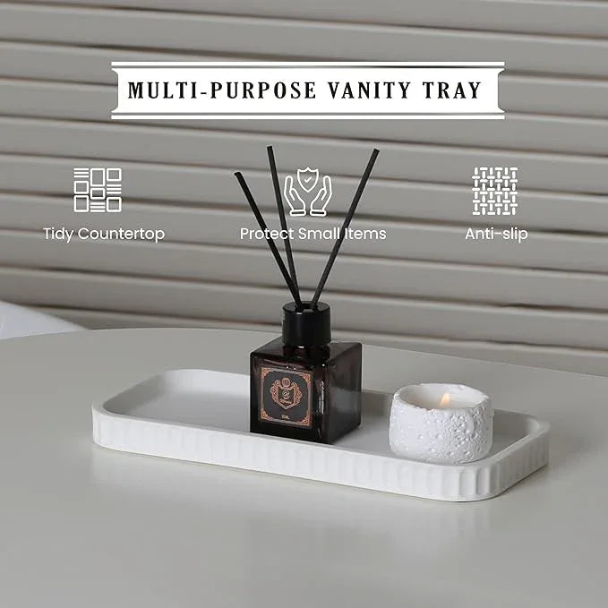 INIUNIK Bathroom Accessory Set - 6 Pieces Bathroom Accessories Set Complete with Soap Dispenser, Toothbrush Holders, Tumbler, Vanity Tray and 2 Qtip Holder for Home Organizer and Decor, White - ModernBath