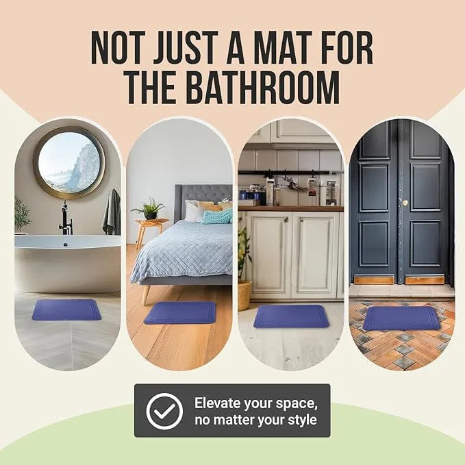 ITSOFT Memory Foam Bath Mat 24x16, Non Slip, Machine Washable, Quick Dry & Absorbent Rugs, Bath Mats for Bathroom Floor, Tub & Shower, Bathroom Rug, Blue - ModernBath