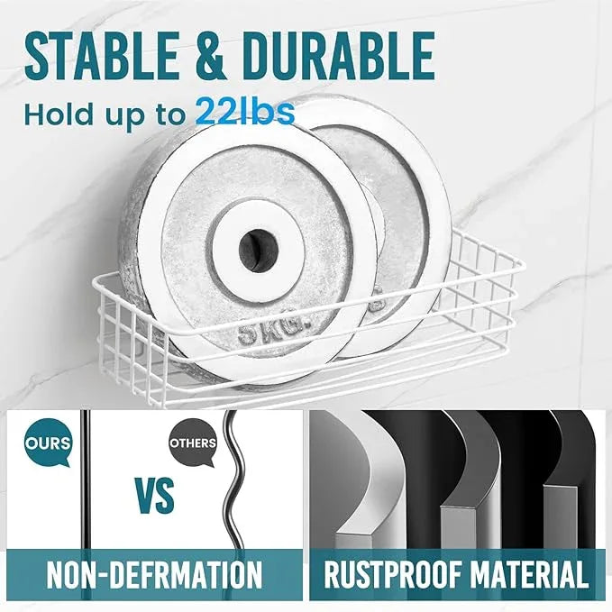 TAILI Shower Caddy Suction Cup 2 Pack with Hooks & Soap Holder, Heavy Duty Shower Organizer for Bathroom, No Drilling Bathroom Organizer with Large Capacity, Metal Storage Basket-White - ModernBath