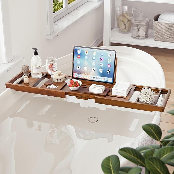 Premium Foldable Teak Bathtub Tray, Expandable Bath Tray for Tub, Luxury Bathtub & Bathroom Accessories - ModernBath