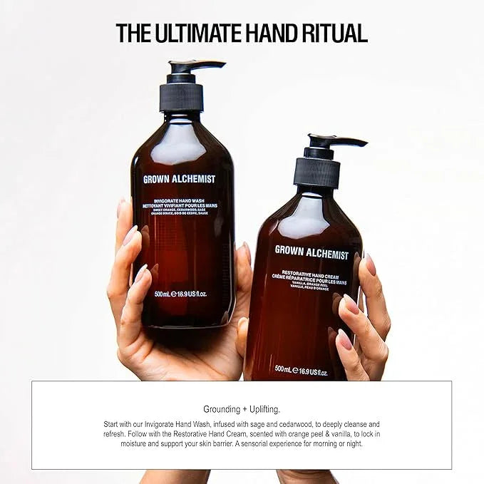 Grown Alchemist Invigorate Hand Wash – Liquid Hand Soap with Aloe, Sweet Orange, Cedarwood & Sage – Gentle, Moisturizing Kitchen & Bathroom Soap, Natural Plant Based Gel Cleanser, 500mL - ModernBath