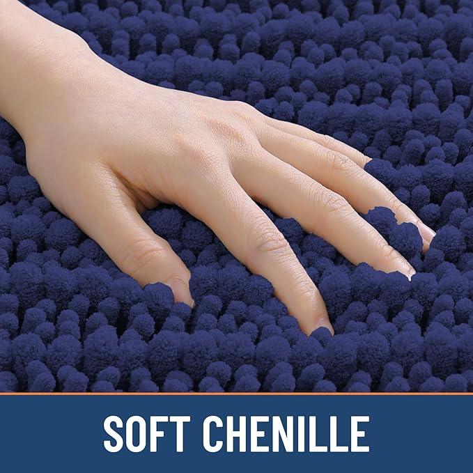 Smiry Bathroom Rugs Mat 36x24, Extra Soft Absorbent Chenille Bath Rugs, Non Slip Rubber Backing Machine Washable Quick Dry Bath Mats for Bathroom Floor, Tub, Shower, Home Decor Accessories, Deep Blue - ModernBath