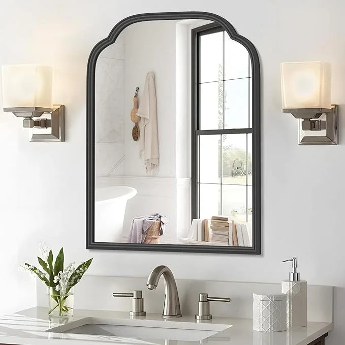 Ferytange 18X24 Inch Black Mirror for Wall with Metal Frame Rectangular Rounded Bathroom Vanity Mirror Anti-Rust, Hangs (Black 18" x 24") - ModernBath