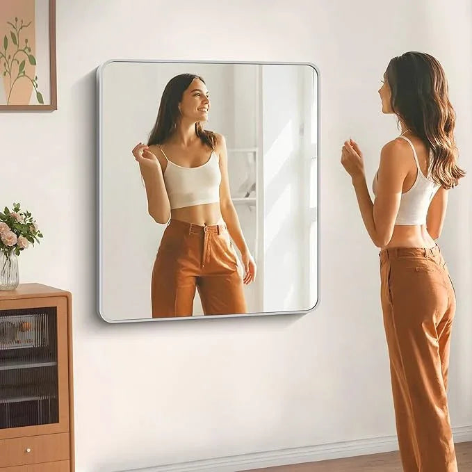 DESBING 40" x 36"Bathroom Mirror, Silver Wall Mirror with Metal Frame, Decorative Rectangular Vanity Mirror for Bedroom Bathroom Living Room Entryway (Horizontal/Vertical) - ModernBath