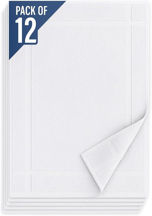 Pearl Linens Pack of 12 100% Cotton Bath Mat 20x30 inches, Soft & Absorbent Quick Dry Bathroom Mat Set, Not Bathroom Rugs, After Shower Mat, Bath Tub Mat, 687 GSM, Machine Washable, White - ModernBath