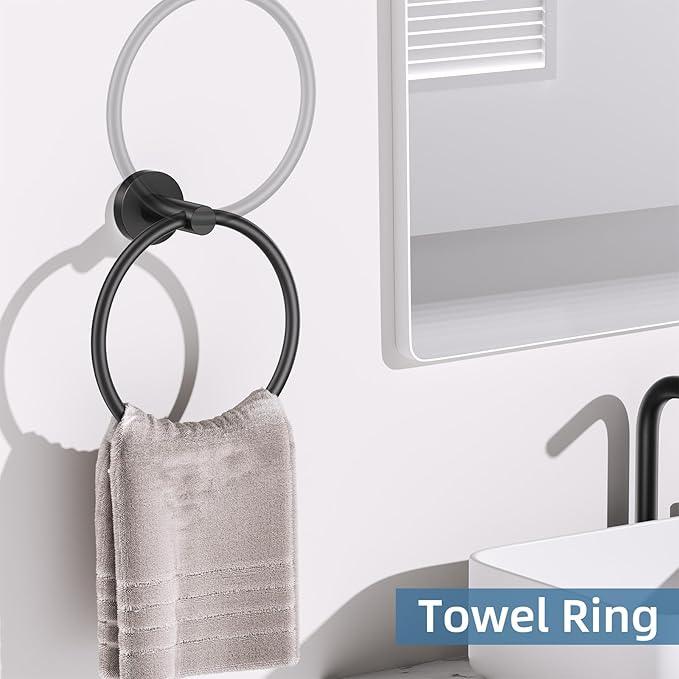 10 Pieces Matte Black Towel Bar Set, Black Bathroom Hardware Set Toilet Paper Holder Towle Racks for Bathroom Upgraded Stainless Steel Bathroom Towel Holder Set Bathroom Accessories - ModernBath