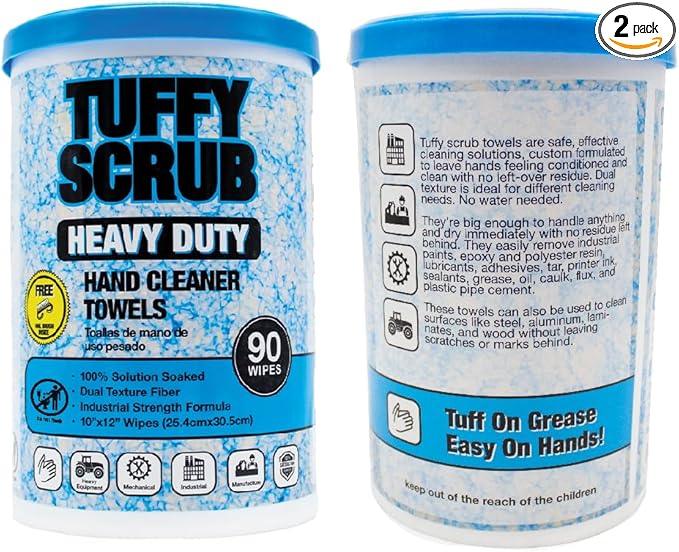 LAUCO Tuffy Scrub Cleaning Wipes – 90 Count (10" x 12") – Heavy Duty & Multi-Purpose Hand and Surface Towels for Industrial, Shop, Auto & Home Use (2 Pack, Heavy-Duty) - ModernBath