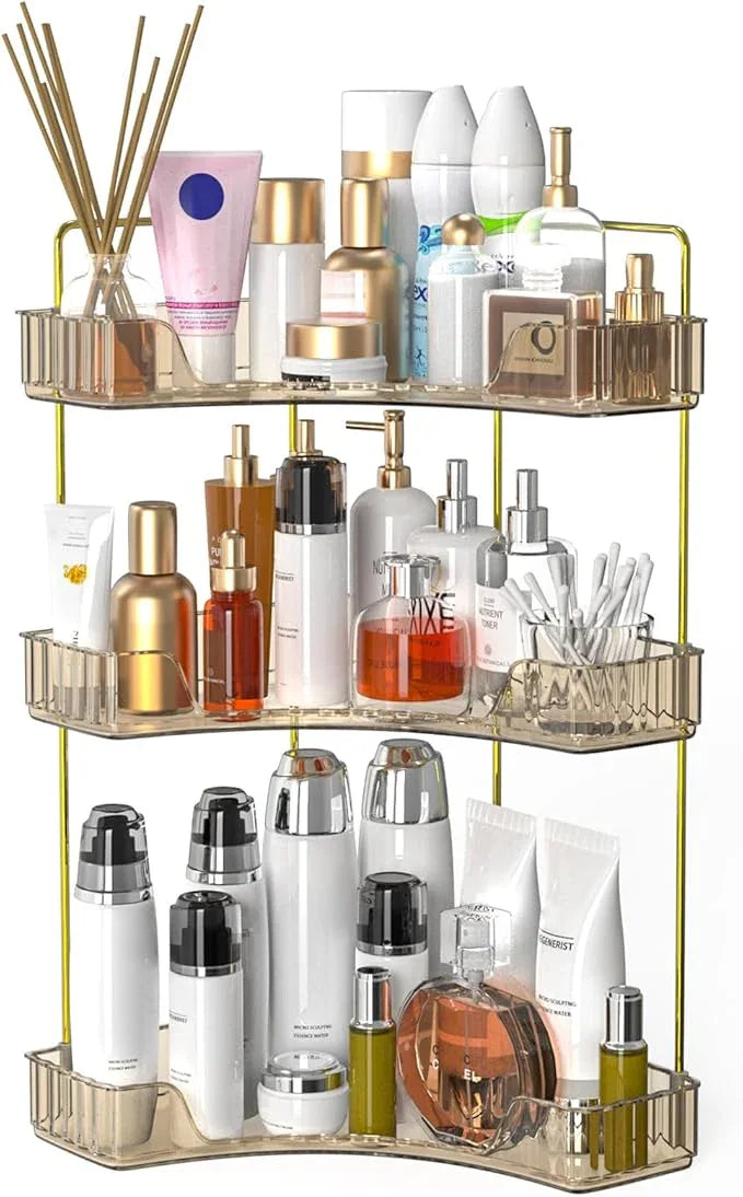 Webetop Countertop Bathroom Organizer 3 Tier Corner Organizer for Bathroom Counter Storage Makeup Organizer Shelf for Skincare, Cosmetic, Dresser, Toiletries Amber - ModernBath