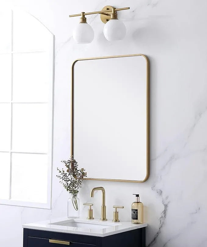 ARS Concepts Aura, Soft Corner Metal Rectangular Mirror 24X32 Inch in, Modern, Brass - ModernBath
