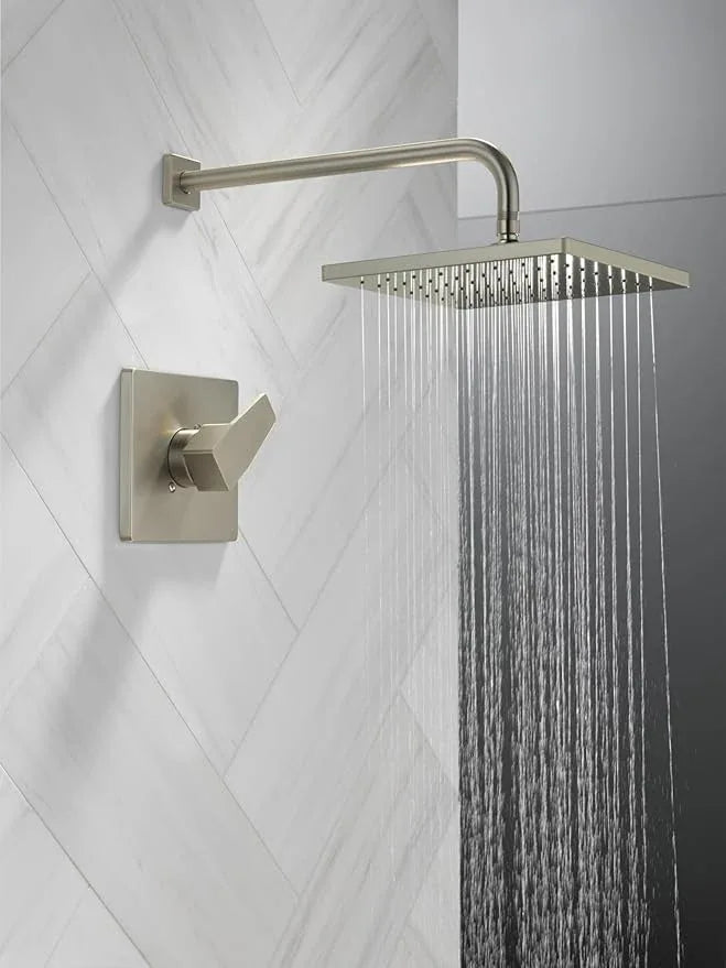 Delta Modern 14 Series Square Rain Shower Faucet Set, Brushed Nickel Shower Head and Handle Set, Valve Trim Kit, Spotshield Stainless T14268-SP-PP (Valve Not Included) - ModernBath