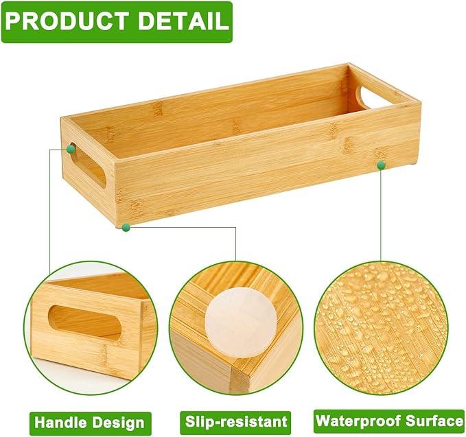 VITVITI Toilet Tray for Bathroom, Bamboo Toilets Paper Storage with Handles, Toilet Paper Tray Holder Organizer Basket for Top Tank/Kitchen Counter Natural,14.9x5.9 Inch - ModernBath