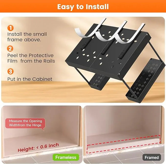 Expandable Under Sink Organizers and Storage,Width Adjustable (14.9-23.6IN),No Drill 2-Tier Pull Out Under Cabinet Organizer for Kitchen Bathroom Laundry (black) - ModernBath