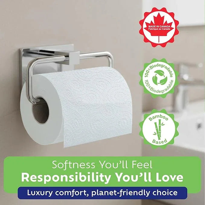 Bamboochi Bamboo Toilet Paper, Septic Safe Toilet Paper 2 Ply 12 Rolls 300 Sheets Per Roll, Soft Unscented Bath Tissue, RV Safe, Eco-Friendly, Non Chlorine, PFAS Free, Made in Canada - ModernBath