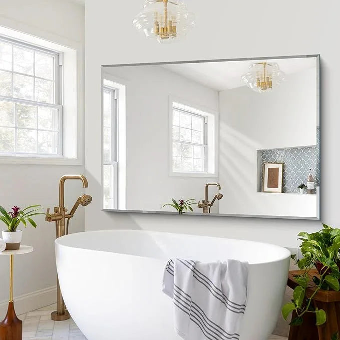 CILIBER 60x40 Large Beveled Mirror, Frameless Beveled Bathroom Mirrors for Over Sink, Upgraded Shatterproof Beveled Frameless Vanity Mirror for Bathroom,Bedroom,Living Room and Entryway - ModernBath