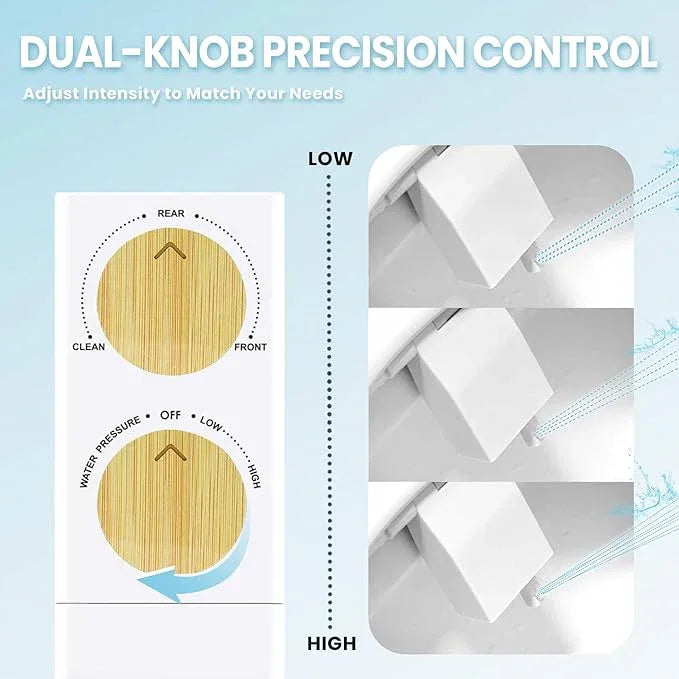 Terapaton Toilet Bidet With Left/Right Side Reversible Design, Fresh Water, Non-Electric, Toilet Bidet Attachment, Right/Left Hand Side with Dual Nozzle, Self-Clean, Easy to Install (Bamboo Knob) - ModernBath