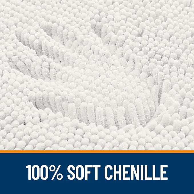 OLANLY Bathroom Rugs 47x32, Extra Soft Absorbent Chenille Bath Rugs, Rubber Backing Quick Dry, Machine Washable Bath Mats for Bathroom Floor, Tub and Shower, Home Decor Accessories, Ivory - ModernBath