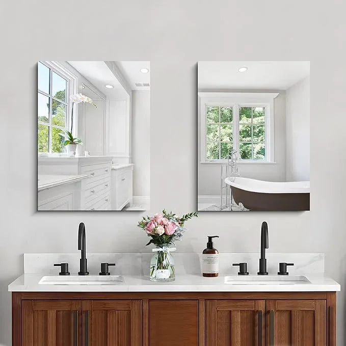CILIBER Frameless Mirror, 18x24 Mirrors for Wall, Rectangle Bathroom Mirror for Over Sink, 18 inch Vanity Mirror Hangs Horizontally or Vertically for Bathroom, Bedroom and Living Room - ModernBath