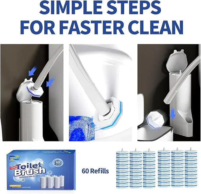 60pc Refills Disposable Toilet mats Brush Cleaning System, Toilet Cleaning Brush, 60 Replacement Brush Heads, No Handle or Base，Toliet Wand Refills,Toilet Bowl Clean Refill Pads,Toilet Scrubber Refill - ModernBath