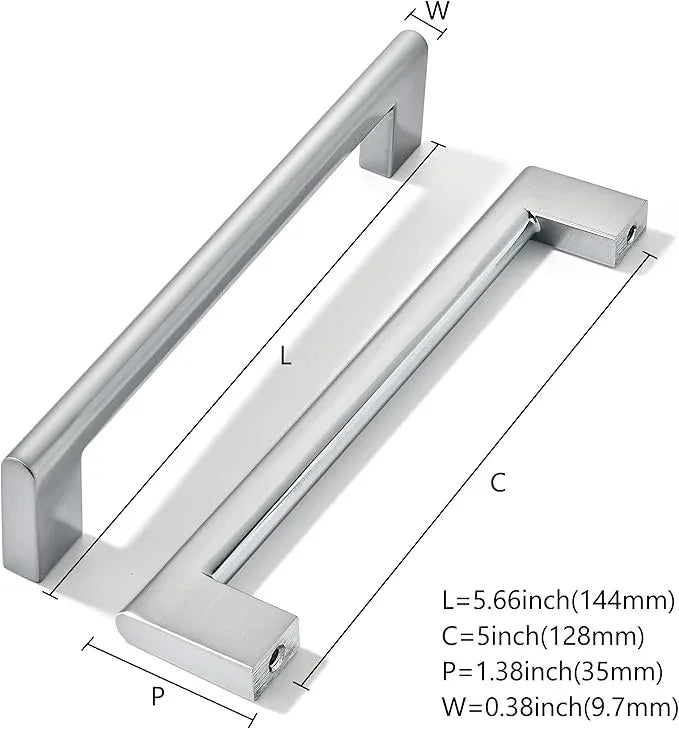 khtumeware 5 Inch Hole Center 6 Pack,Burshed Chrome Heavy Duty Solid Cabinet Pulls,Kitchen Drawer Handle, Hardware for Bathroom, Drawer, Cabinet, Door Cabinet - ModernBath