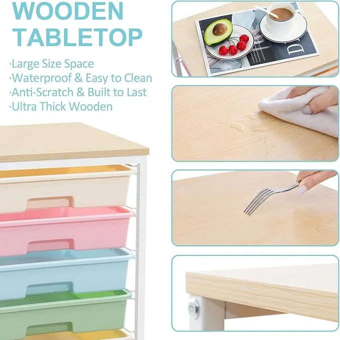 Rolling Storage Cart with Drawers,Utility Cart With 8 Drawers and Wooden Tabletop,Rolling Drawer Cart,Storage Drawer Cart for Living Room,Classroom,Bedroom,Bathroom,Dorm,Office,Rainbow - ModernBath