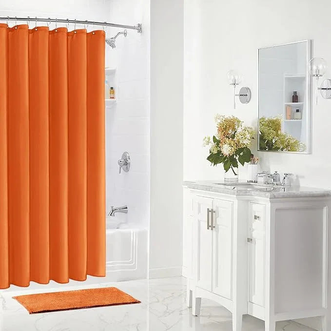 Gibelle Extra Long Shower Curtain Liner 72 x 84 Inches, Orange Shower Curtain Liner, Washable Waterproof Fabric Bathroom Shower Curtain - ModernBath