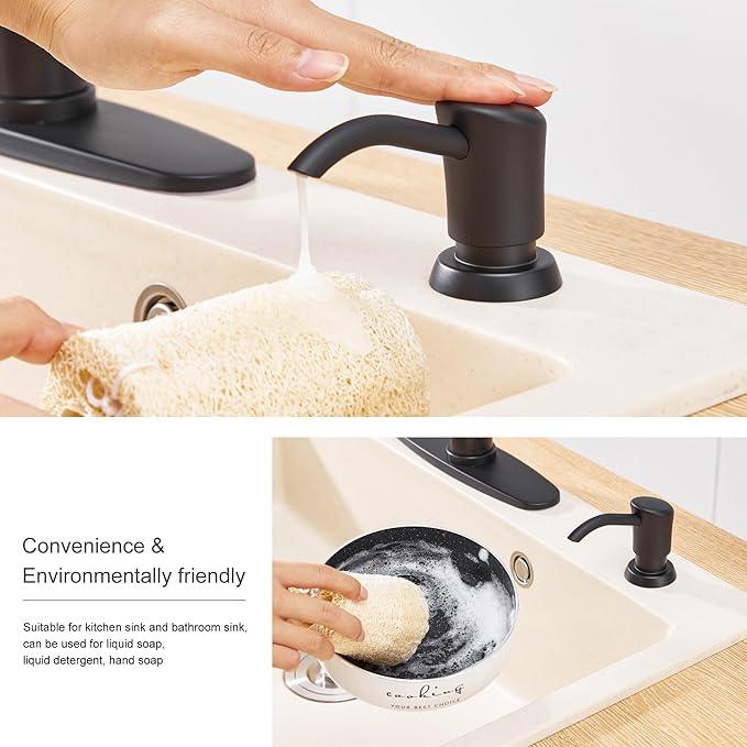 GAGALIFE Built in Counter Soap Dispenser for Kitchen Sink and Extension Tube Kit, Anti-Leakage Upgrade with 40" Tube No More Top Refill (Matte Black) - ModernBath