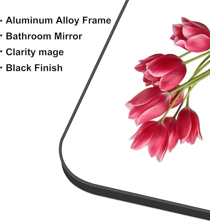 DESBING 72" x 30"Bathroom Mirror, Matte Black Wall Mirror with Metal Frame, Decorative Rectangular Vanity Mirror for Bedroom Bathroom Living Room Entryway (Horizontal/Vertical) - ModernBath