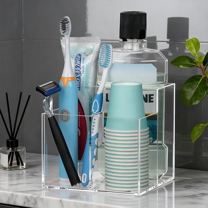 CWYEYE Toothbrush Holder, Clear Acrylic Toothbrush Holders for Bathrooms, Large Capacity Electric Toothbrush and Toothpaste Holder for Bathroom Countertop - ModernBath